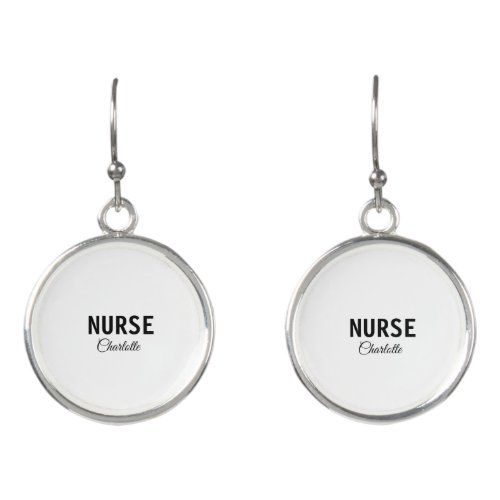 I am nurse medical expert add your name text simpl earrings