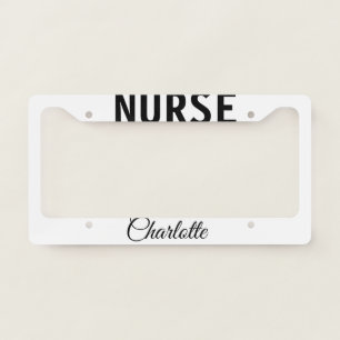 I am nurse medical expert add your name text simpl license plate frame