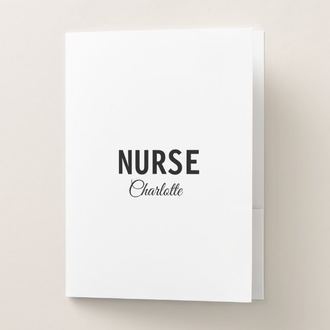 I am nurse medical expert add your name text simpl pocket folder (Front)