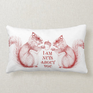 I am nuts about you, squirrels in love lumbar pillow