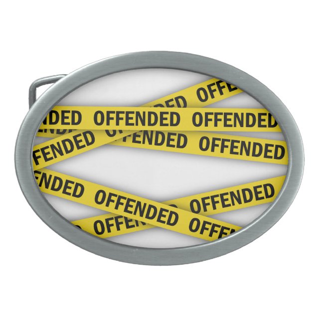 I am offended police tape do not cross belt buckle (Front)
