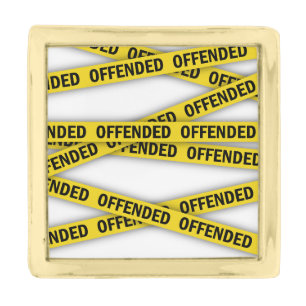 I am offended police tape do not cross gold finish lapel pin