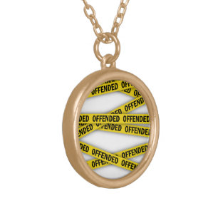 I am offended police tape do not cross gold plated necklace
