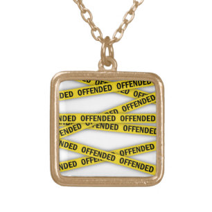 I am offended police tape do not cross gold plated necklace