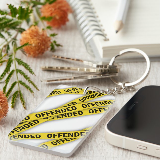 I am offended police tape do not cross keychain (Front Right)