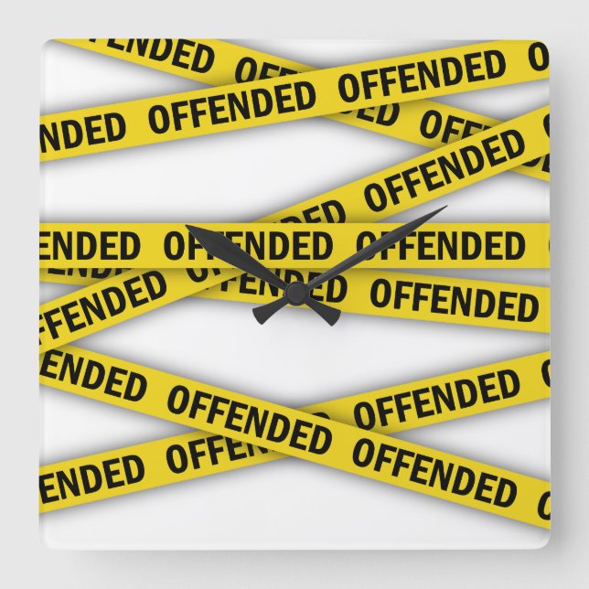I am offended police tape do not cross square wall clock (Front)