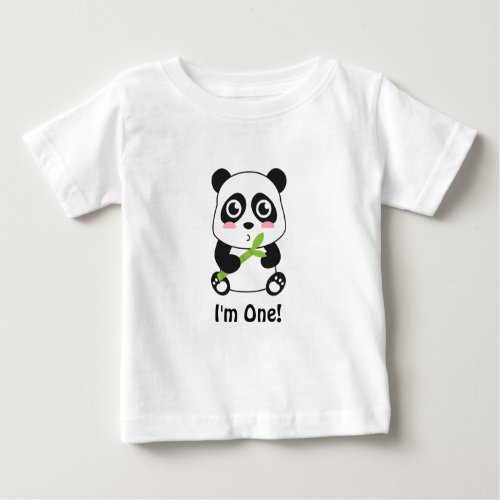 I am One First Birthday Cute Baby Panda Baby T_Shirt