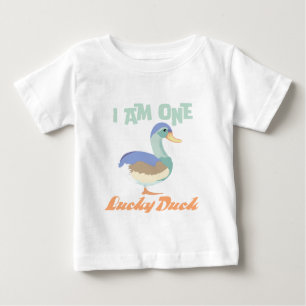 I am One Lucky Duck First Birthday Pastel Baby T-Shirt
