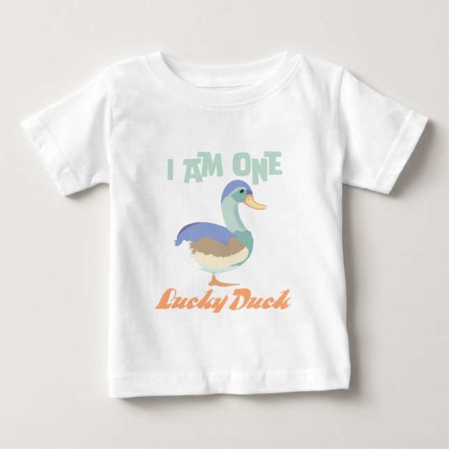 I am One Lucky Duck  First Birthday Pastel Baby T-Shirt (Front)