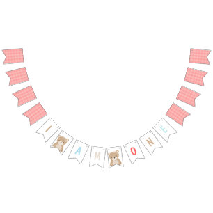 I am ONE picture banner First birthday Teddy bear