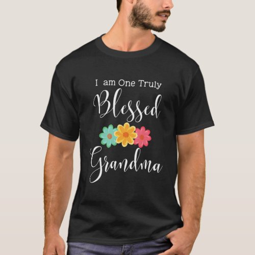 I Am One Truly Blessed Grandma Pretty Flower Grand T_Shirt