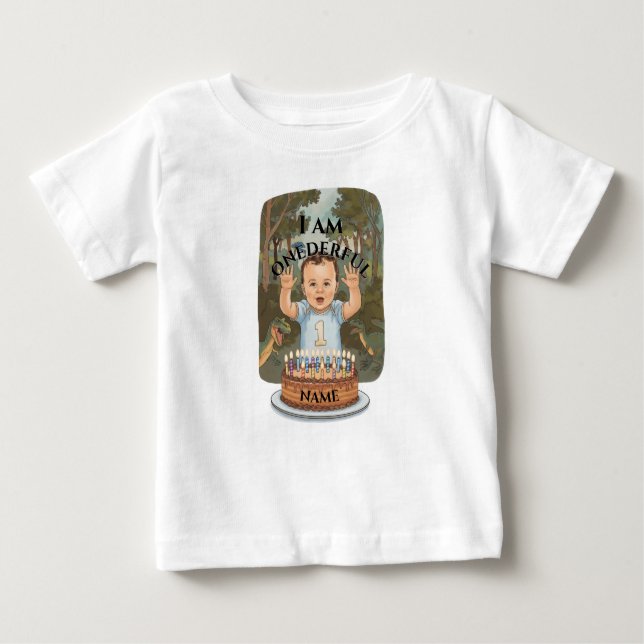 I Am Onederful Cute Birthday Baby T-Shirt (Front)