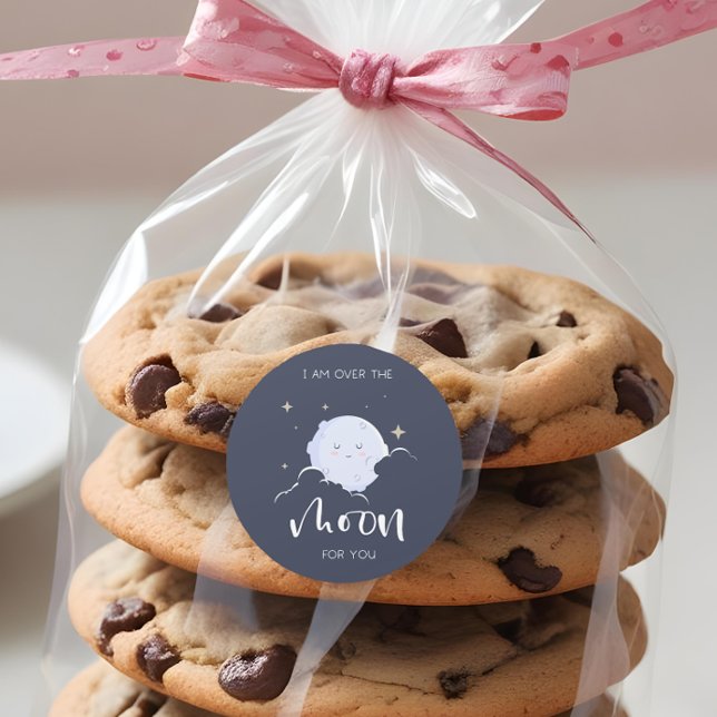 I Am Over The Moon For You Valentine Classic Round Sticker (Creator Uploaded)