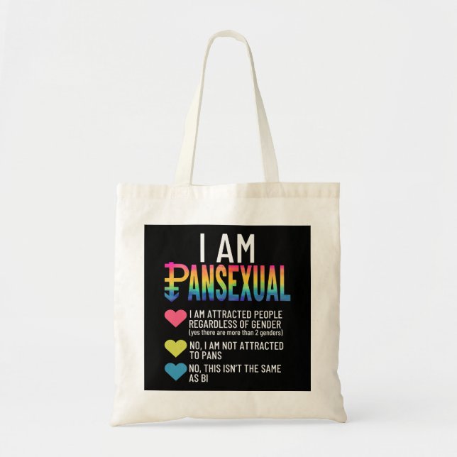 I Am Pansexual - LGBTQIA Pride Rainbow Hearts - De Tote Bag (Front)
