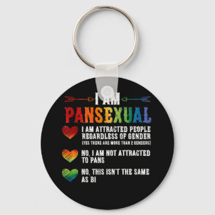 I Am Pansexual LGBTQIA Pride Rainbow Hearts Keychain