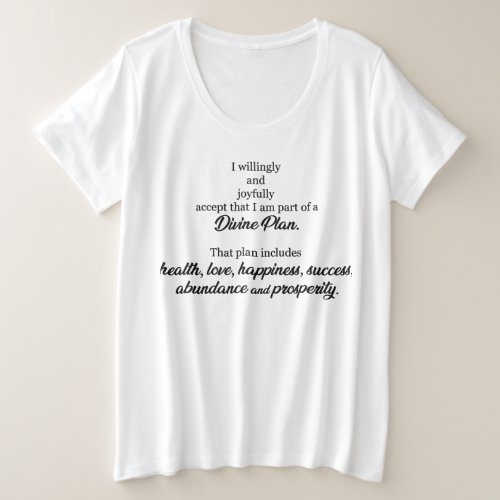 I Am Part of a Divine Plan Positive Affirmation Plus Size T_Shirt