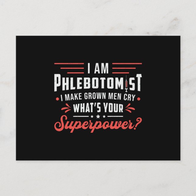I Am Phlebotomist Superpower Phlebotomy Hospital Postcard (Front)