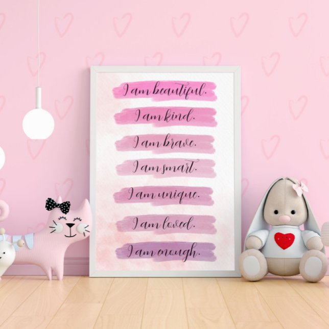 I am... Pink Watercolor Inspirational Poster (I am... Pink Watercolor Inspirational Poster)