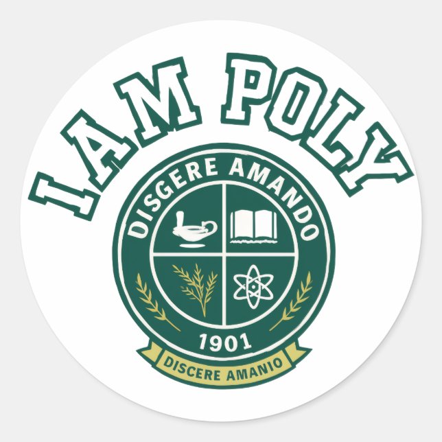 I AM POLY Classic Round Sticker (Front)