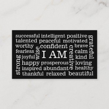 I Am Positive Affirmations For Self Image Wellness Business Card by EatGreenFood at Zazzle