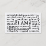 I Am Positive Affirmations For Self Image Wellness Business Card at Zazzle