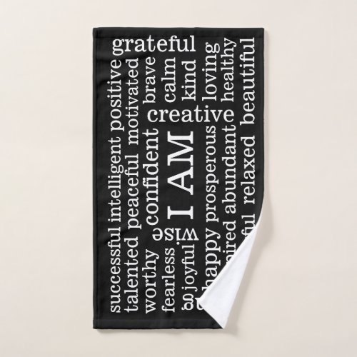 I AM Positive Affirmations for Self Image Wellness Hand Towel