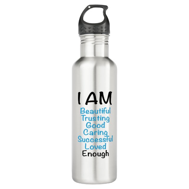I AM... Positive Affirmations Stainless Steel Water Bottle (Front)