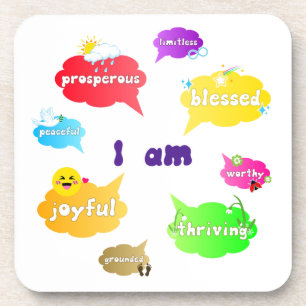 I Am Positive Affirmations Words Self Love Beverage Coaster