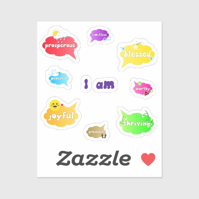 I Am Positive Affirmations Words Self Love Sticker (Sheet)