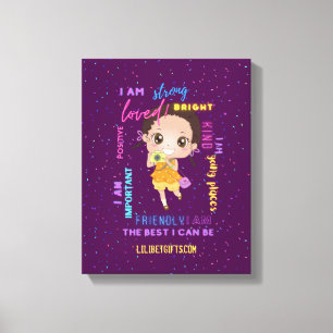 I AM - Positive Black Brown Girl Affirmations Canvas Print