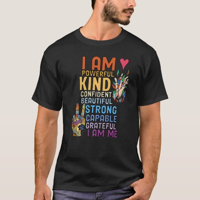 I am Powerful Kind Confident Beautiful Strong Retr T-Shirt (Front)