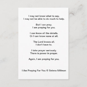 "I Am Praying For You" Poem Enclosure Card