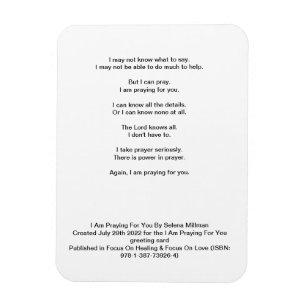 "I Am Praying For You" Poem  Magnet