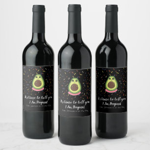 I Am Pregnant Announcement Funny Avocado Guac Mom  Wine Label