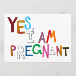 I am pregnant fun colorful pregnancy art words announcement