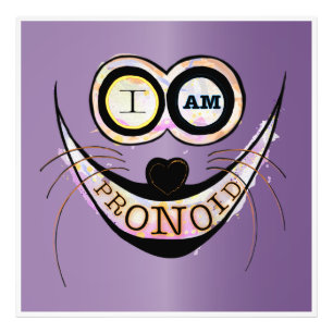 I am PRONOID, optimistic funny cat quote Photo Print
