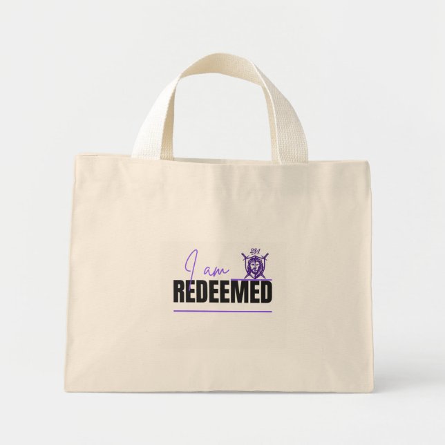 I Am Redeemed Bumper Sticker Magnet Christian  Mini Tote Bag (Front)