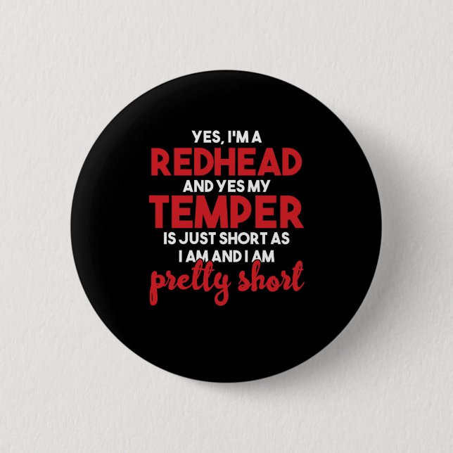 I Am Redhead Redheads Ginger Red Hair Freckles Gif Button (Front)