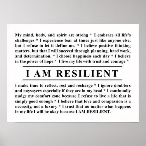 I AM RESILIENT Poster to Inspire and Motivate You