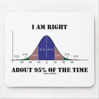 I Am Right About 95% Of The Time Bell Curve Humor Mouse Pad