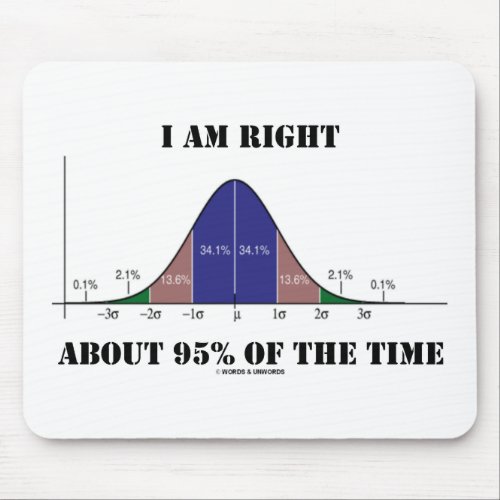 I Am Right About 95 Of The Time Bell Curve Humor Mouse Pad