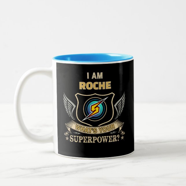 I Am ROCHE What's Your Superpower Two-Tone Coffee Mug (Left)