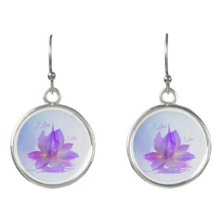 I Am Sacred Violet Flame Lotus Earrings