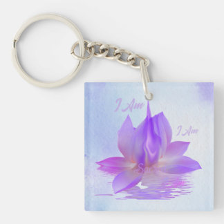 I Am Sacred Violet Flame Lotus Keychain