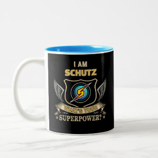 I Am SCHUTZ What's Your Superpower Two-Tone Coffee Mug