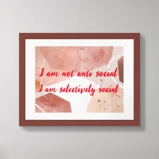 I am selectively social Orange and Walnut Framed Art