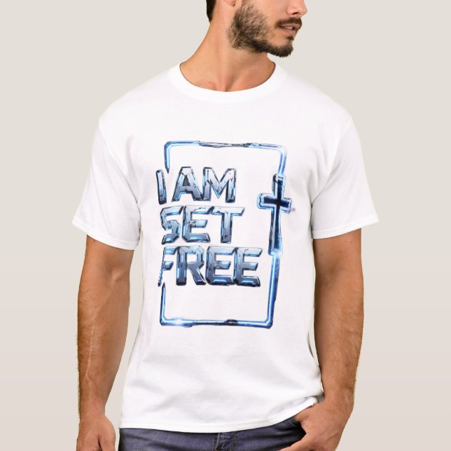 I Am Set Free – Metallic Cross T-Shirt (Front)
