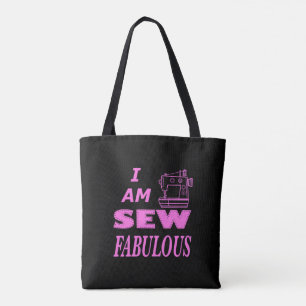 I Am Sew Fabulous In Black And Pink Tote Bag