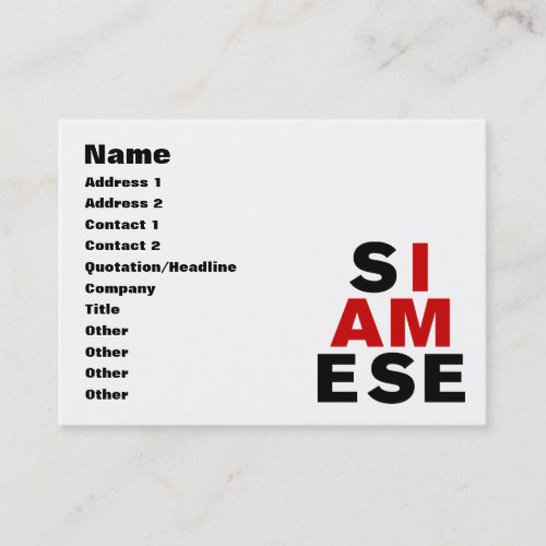 I AM SIAMESE BUSINESS CARD