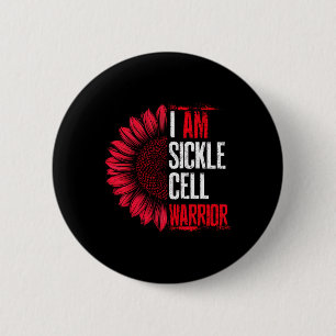 I Am Sickle Cell Warrior Burgundy Sunflower Awaren Button